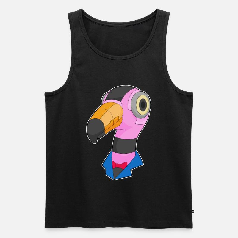 Flamingo Roboter - Männer Premium Bio Tank Top - Schwarz