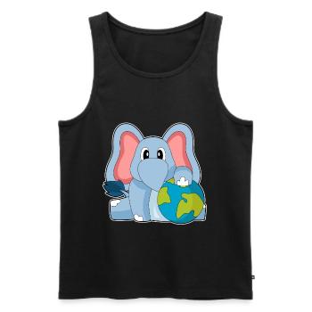 Elefant Erdkugel - Männer Premium Bio Tank Top - Schwarz - Vorne - AI Model Male 178 light (178cm)