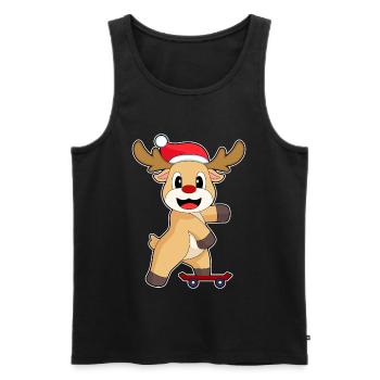 Reindeer Christmas Skateboard - Men's Premium Organic Tank Top - black - Front - Michal (187cm)