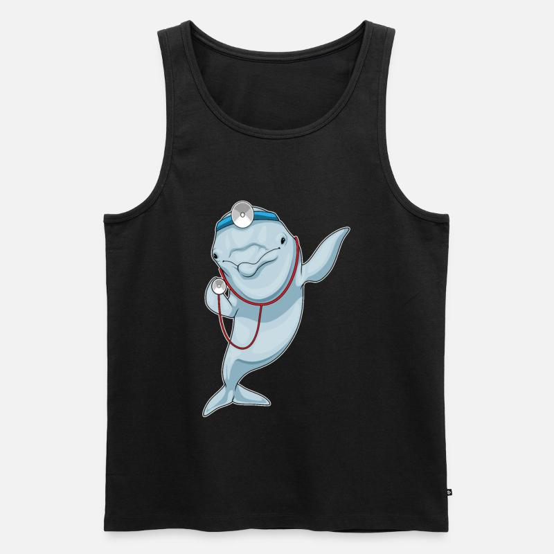 Delfin Arzt Stethoskop - Männer Premium Bio Tank Top - Schwarz