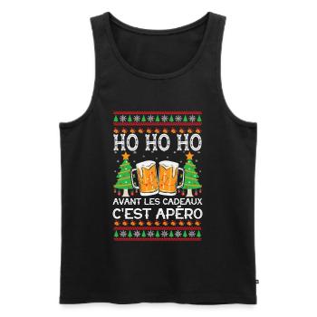 Pull Moche Noël Humour Noel Apéro Cadeau Famille - Débardeur bio Premium Homme - noir - Devant - Michal (187cm)