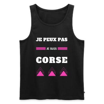 Je peux pas je suis Corse humour blague Corse - Débardeur bio Premium Homme - noir - Devant - Michal (187cm)