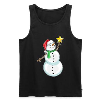 Snowman Christmas Poinsettia - Men's Premium Organic Tank Top - black - Front - Michal (187cm)