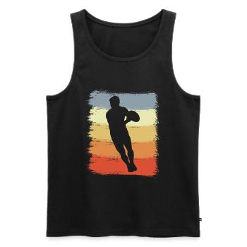 Rugby Player Vintage Look - Men's Premium Organic Tank Top - black - Front - AI Model Male 178 light (178cm)