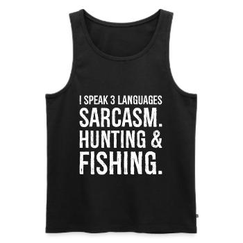 I speak 3 languages funny shirt - Débardeur bio Premium Homme - noir - Devant - Michal (187cm)
