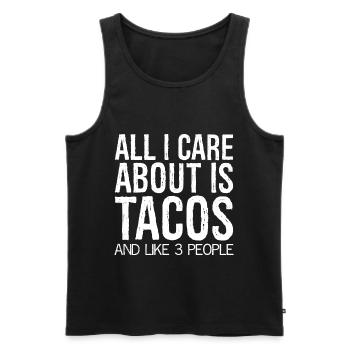 all I care about is tacos and like 3 people funny - Débardeur bio Premium Homme - noir - Devant - AI Model Male 178 light (178cm)
