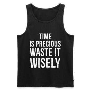 Zeit ist kostbar lustiges Hemd - Männer Premium Bio Tank Top - Schwarz - Vorne - AI Model Male 178 light (178cm)