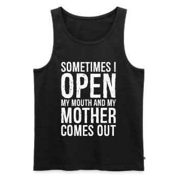 sometimes I open my mouth funny shirt - Men's Premium Organic Tank Top - black - Front - AI Model Male 178 light (178cm)