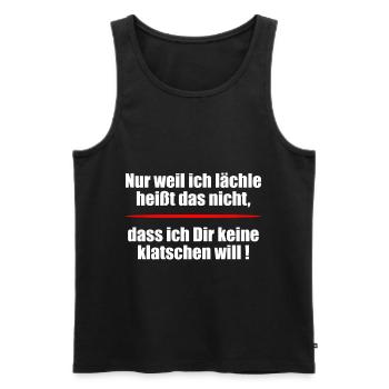 Nur weil ich lächle heißt das nicht - Männer Premium Bio Tank Top - Schwarz - Vorne - Michal (187cm)