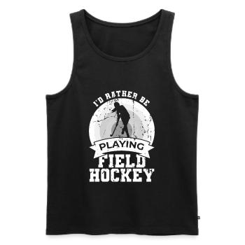 I'd rather play field hockey - Men's Premium Organic Tank Top - black - Front - AI Model Male 178 light (178cm)