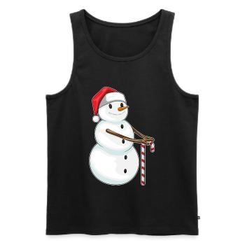 Snowman Christmas Candy Cane - Men's Premium Organic Tank Top - black - Front - AI Model Male 178 light (178cm)