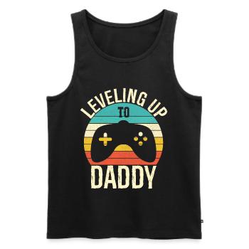 Leveling up to daddy - Débardeur bio Premium Homme - noir - Devant - AI Model Male 178 light (178cm)