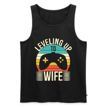 Ehefrau Gamer steigt zur Ehefrau auf - Männer Premium Bio Tank Top - Schwarz - Vorne - AI Model Male 178 light (178cm)