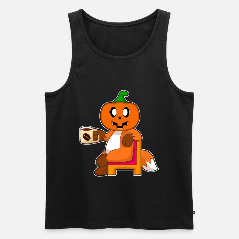 Fuchs Halloween Kürbis Kaffee - Männer Premium Bio Tank Top - Schwarz