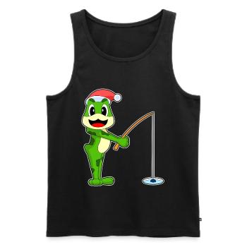 Frog Christmas Fishing - Men's Premium Organic Tank Top - black - Front - Michal (187cm)