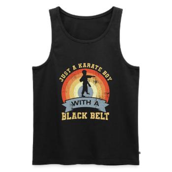 Karate Junge mit schwarzem Gürtel - Männer Premium Bio Tank Top - Schwarz - Vorne - AI Model Male 178 light (178cm)