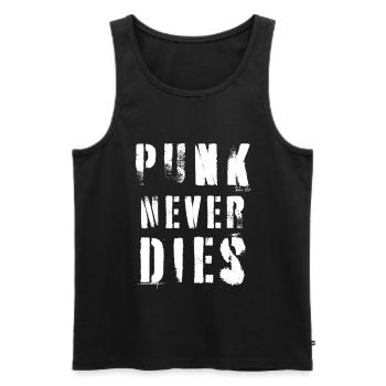 Musik Zitat Punk stirbt nie - Männer Premium Bio Tank Top - Schwarz - Vorne - Michal (187cm)