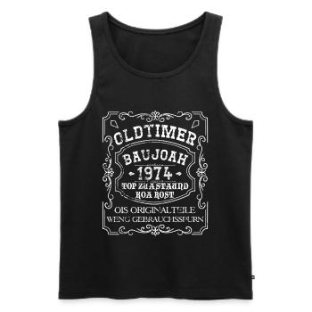 Oldtimer Baujoah 1974 - Baujahr 1974, Geburtstag - Männer Premium Bio Tank Top - Schwarz - Vorne - Michal (187cm)