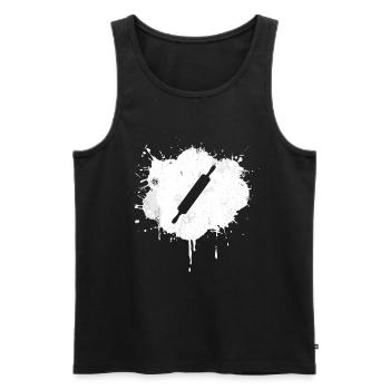 Dessin de rouleau à pâtisserie - Débardeur bio Premium Homme - noir - Devant - AI Model Male 178 light (178cm)