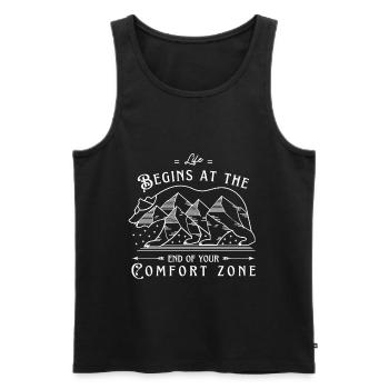 Zone de confort de la citation motivationnelle - Débardeur bio Premium Homme - noir - Devant - AI Model Male 178 light (178cm)