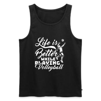 Life is better with volleyball - Men's Premium Organic Tank Top - black - Front - Michal (187cm)