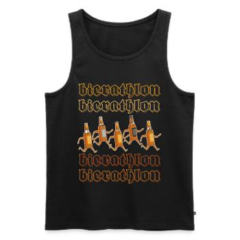 Bierathlon, Bier, Biathlon, Wortwitz, Wortspiel - Männer Premium Bio Tank Top - Schwarz - Vorne - Michal (187cm)