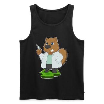 Beaver Doctor Nursing Routine - Men's Premium Organic Tank Top - black - Front - Michal (187cm)