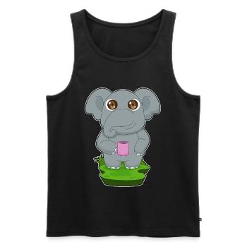 Elefant Kaffee Becher - Männer Premium Bio Tank Top - Schwarz - Vorne - AI Model Male 178 light (178cm)