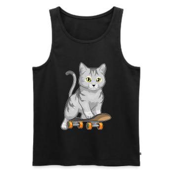 Chat Skater Skateboard Sport - Débardeur bio Premium Homme - noir - Devant - Michal (187cm)