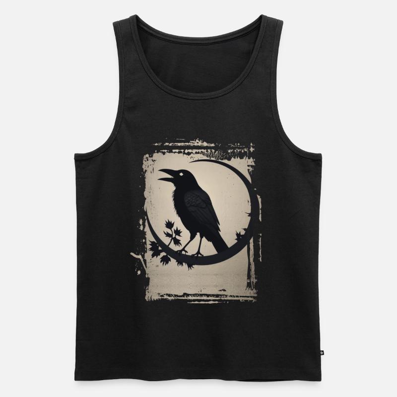 Rabe auf Ast sitzend - Männer Premium Bio Tank Top - Schwarz