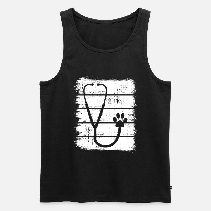 Stethoskop Skizze - Männer Premium Bio Tank Top - Schwarz