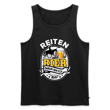 Western Reiten & Bier - darum bin ich hier - Männer Premium Bio Tank Top - Schwarz - Vorne - Michal (187cm)