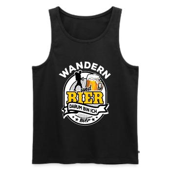 Handball & Bier - darum bin ich hier - Männer Premium Bio Tank Top - Schwarz - Vorne - Michal (187cm)