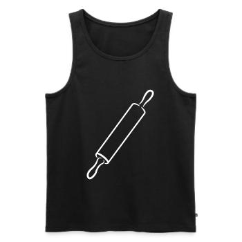 Dessin de rouleau à pâtisserie - Débardeur bio Premium Homme - noir - Devant - AI Model Male 178 light (178cm)