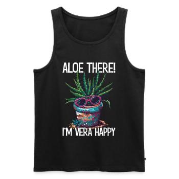 Aloe là je suis Vera jardin cadeau - Débardeur bio Premium Homme - noir - Devant - AI Model Male 178 light (178cm)