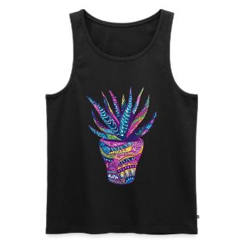 Aloe Vera Psychedelic Succulent Plant Garden - Men's Premium Organic Tank Top - black - Front - AI Model Male 178 light (178cm)
