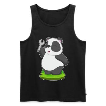 Panda Mechanic Wrench Workshop - Men's Premium Organic Tank Top - black - Front - Michal (187cm)