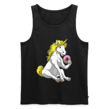 Einhorn Donut - Männer Premium Bio Tank Top - Schwarz - Vorne - Michal (187cm)