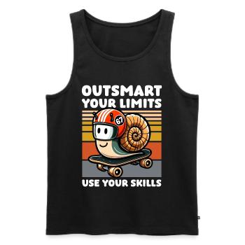 Skate Snail – Des compétences au lieu de limites - Débardeur bio Premium Homme - noir - Devant - AI Model Male 178 light (178cm)
