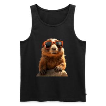 Murmeltier mit Sonnenbrille Nagetier Erdhörnchen - Männer Premium Bio Tank Top - Schwarz - Vorne - AI Model Male 178 light (178cm)