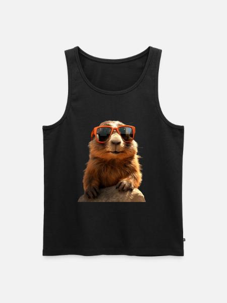 Murmeltier mit Sonnenbrille Nagetier Erdhörnchen - Männer Premium Bio Tank Top - Schwarz