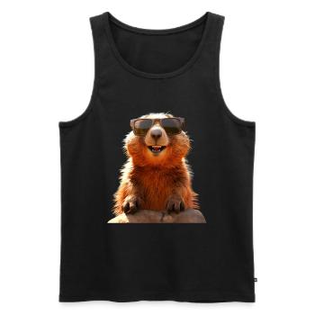 Murmeltier mit Sonnenbrille Nagetier Erdhörnchen - Männer Premium Bio Tank Top - Schwarz - Vorne - AI Model Male 178 light (178cm)