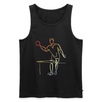 Dessin de tennis de Table Vintage - Débardeur bio Premium Homme - noir - Devant - AI Model Male 178 light (178cm)