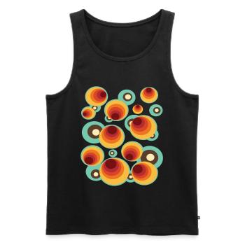 50er 60er Retro Muster Kreis Stilmuster - Männer Premium Bio Tank Top - Schwarz - Vorne - AI Model Male 178 light (178cm)