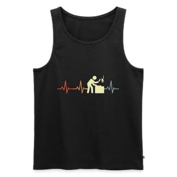 Butcher Stick Figure Heartbeat - Men's Premium Organic Tank Top - black - Front - Michal (187cm)