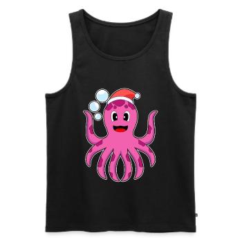 Octopus Christmas Santa Hat - Men's Premium Organic Tank Top - black - Front - Michal (187cm)