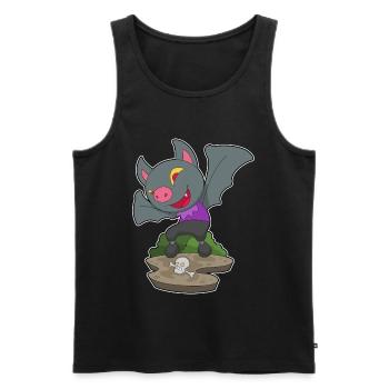 Chauve-souris Halloween crâne - Débardeur bio Premium Homme - noir - Devant - Michal (187cm)