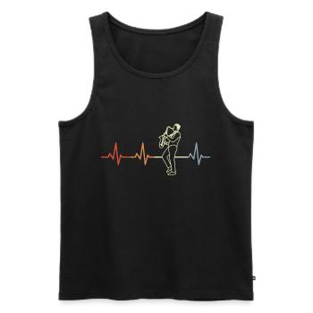 Saxophonist Herzlinie EKG - Männer Premium Bio Tank Top - Schwarz - Vorne - Michal (187cm)