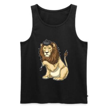 Lion Painter Brush Painting - Men's Premium Organic Tank Top - black - Front - Michal (187cm)