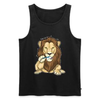 Lion Toothbrush - Men's Premium Organic Tank Top - black - Front - AI Model Male 178 light (178cm)